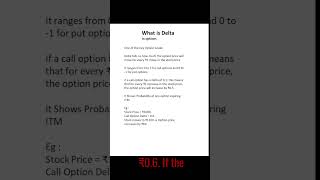 quotWhat is Delta in Options  Options Greeks Explained with Examplesquot stockmarket callputtrading [upl. by Atikel]