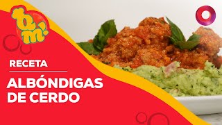 RECETA de ALBÓNDIGAS DE CERDO CON PURÉ DE PAPAS Y ESPINACA  QuéMañana [upl. by Nogras]