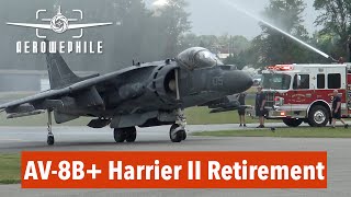 USMC McDonnell Douglas AV8B Harrier II Museum Retirement with Arrival Flybys amp WalkAround 15Jul24 [upl. by Durarte]