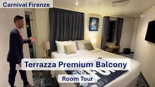 Carnival Firenze Terrazza Room Tour  Premium Vista Balcony  Stateroom 8484 [upl. by Colburn150]