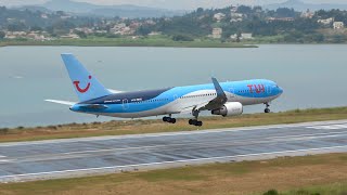 Morning arrivals and Departures at Corfu Airport 4K Planespotting with wet runway action [upl. by Annavoj]