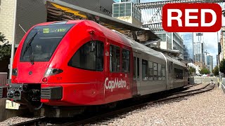 Austin CapMetro MetroRail Red Line Northbound Downtown to Leander Texas Full Ride Stadler GTW [upl. by Alduino]