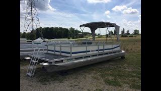 1987 24 Manitou Pontoon with a 2006 25hp 4stroke Mercury [upl. by Yelha]