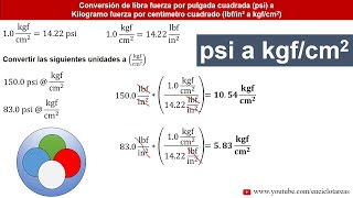 psi a kgfcm2  CONVERSIONES [upl. by Irina]