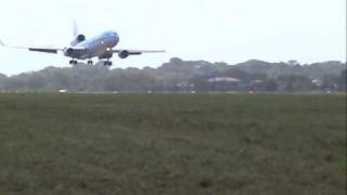 KLM MD11 crosswind landing at SMJP [upl. by Hershell156]