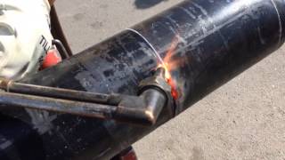 Pipe beveling with a cutting torch oxygen actelyne [upl. by Sheffy]