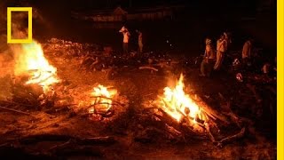 Cremation Fires Burn in Sacred City  The Ganges [upl. by Aneekahs]