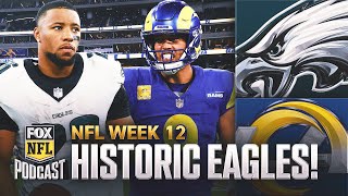 Saquon Barkley makes HISTORY in Eagles HUGE victory over Matthew Stafford Rams  NFL on FOX Pod [upl. by Kellby]