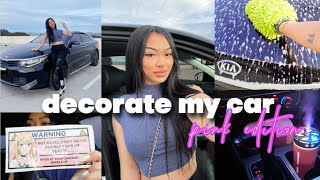 DECORATE MY CAR WITH ME  500 haul car tour emergency car kit deep clean PINK AESTHETIC [upl. by Nevur]