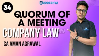 34 QUORUM OF A MEETING  COMPANY LAW  BCOM [upl. by Herald]