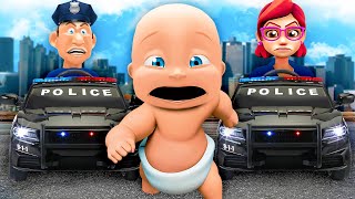 Baby Escapes 100 CRAZY COPS in GTA 5 [upl. by Marybeth]