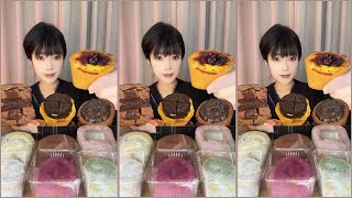 ASMR Eating Different Desserts 🥯🫔🫐 Pan tower tarts And Snow moon skin Mukbang  Eating show [upl. by Anaujik]