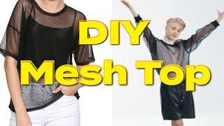 HOW TO MAKE Mesh Top QUICK AND EASYdiy sheer topBTS sheer topBTS IN BUTTERBR FASHIONbtsbutter [upl. by Creath]