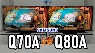 Samsung Q70A vs Q80A Ambos son Smart TVs 4K QLED con puertos HDMI 21 [upl. by Ellicec]