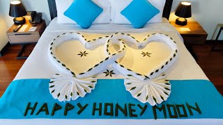 how to make honey moon decorationromantic love decorationbeautiful bedroomtowel designRB LOVE [upl. by Aener8]