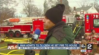 Man admits to a TV crew that he set a house fire [upl. by Berky]