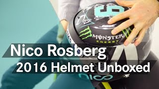 Unboxing F1 Nico Rosbergs new 2016 helmet [upl. by Nraa93]