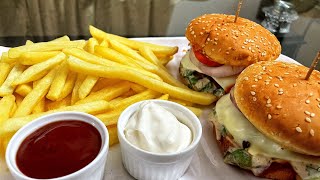 Chicken Cheese Burger With French Fries Recipe By Shardha’s kitchen Diaries chicken burger fries [upl. by Heber869]