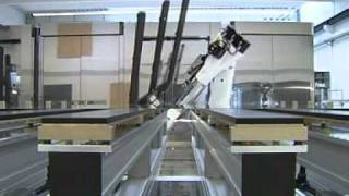 Handling of LCD glass panels in the clean room with a KUKA robot [upl. by Hills]