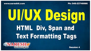 Session4  HTML Div Span and Text Formatting Tags  UIUX Design Tutorials [upl. by Tapes600]