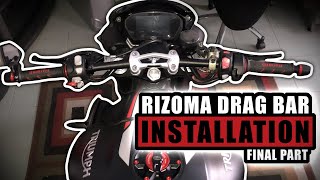 RIZOMA DRAG BAR Installation Triumph Speed Triple RS Final Part  MOTOVLOG QUEBEC [upl. by Juline838]