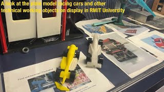 Plain model racing cars and other technical working objects on display in RMIT University [upl. by Sinnel]