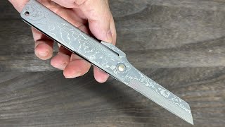 Takeshi Saji Higonokami Folding VG10 Damascus Kiritsuke Petty Knife with Damascus Metal Handle [upl. by Alvarez502]