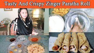 Tasty And Crispy Zinger Paratha Roll Recipe [upl. by Kcinimod881]