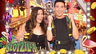 Fremont Street Experience  SlotZilla Zip Line  Las Vegas [upl. by Itsrik]