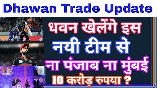 IPL 2019 Trade Update धवन खेलेंगे इस नयी टीम से ना पंजाब ना मुंबई बिलकुल नयी टीम [upl. by Eimareg]