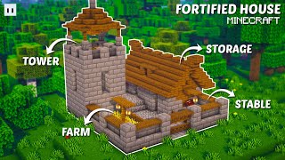 Minecraft  How to Build a Small Fortified House  Safe amp Secure Base [upl. by Lanza]