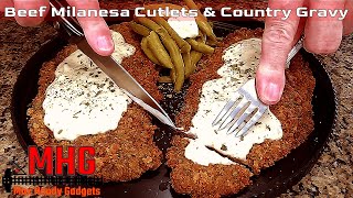 How To Make Crunchy Thin Beef Milanesa Cutlets and Country Gravy [upl. by Lap]