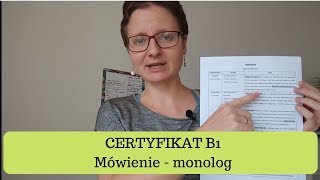 CERTYFIKAT B1 Mówienie  monolog [upl. by Duvall]