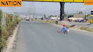 Antigovt protesters block Expressway at Mlolongo Footbridge [upl. by Annoled]