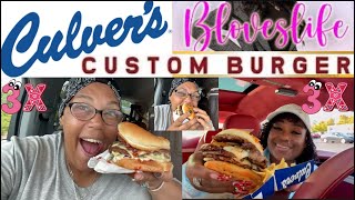 Trying out the Bloves triple Swiss amp Mushroom Burger Culver’s Bloveslife Mukbang foodie w [upl. by Ahsekram683]