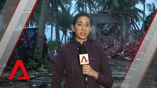 Indonesia tsunami Scene on the ground at Pandeglang [upl. by Reyaht591]