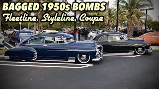 Bomb Show 1950 Chevy Fleetline 1949 Chevy Styleline 1950 Chevy Sport Coupe 1950 Pontiac Chieftain [upl. by Alil]