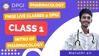 Live Pharmacology Introduction Class by Dr Maruthi  DPGI FMGE Online Classes  DPGI FMGE Coaching [upl. by Grant866]