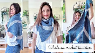 Comment faire un Châle au crochet tunisien ✨ Modèle Débutant Unisexe 🧶 Tuto crochet gratuit [upl. by Pages]