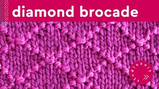 Diamond Brocade Stitch Knitting Pattern for Beginners [upl. by Vasily]