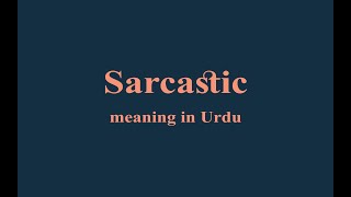 Sarcastic meaning in Urdu [upl. by Tombaugh]