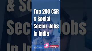 Top 200 CSR amp Social Sector Jobs In India Sunday Special [upl. by Leryt]