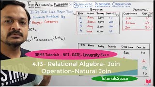 413 Inner Join  Natural Join Operation In Relational Algebra In DBMS  Relational Algebra  DBMS [upl. by Nuajed]