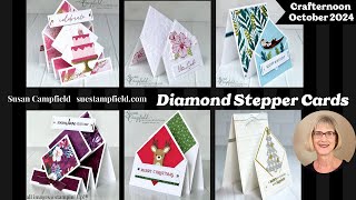 Diamond Stepper Cards October Crafternoon Creative Escape with Suestampfield [upl. by Trumaine]