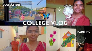 A DAY IN MY LIFE✨️ College vlog Painting Mini fan [upl. by Eirelav]