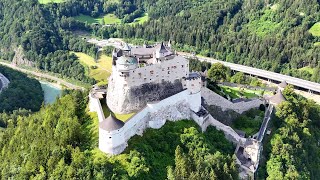 4K drone  amazing castle  Burg Hohenwerfen  The Alps mountains  Austria [upl. by Stalker]