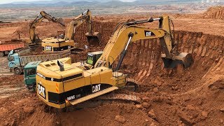 Caterpillar 365C Excavator Loading Trucks And Operator View [upl. by Seftton849]