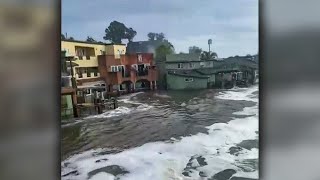 High surf floods waterfront residences in Capitola [upl. by Mccord]