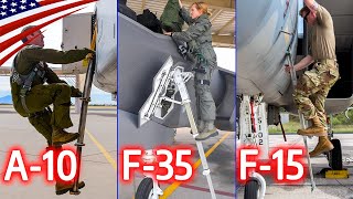 Amazing Retractable Ladder Mechanisms Boarding US Fighters amp Attack Aircraft [upl. by Trinity]