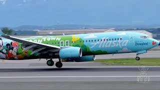 Alaska Airlines 737890 Disney Toon Town Landing At Ted Stevens Anchorage International Airport [upl. by Jamesy]